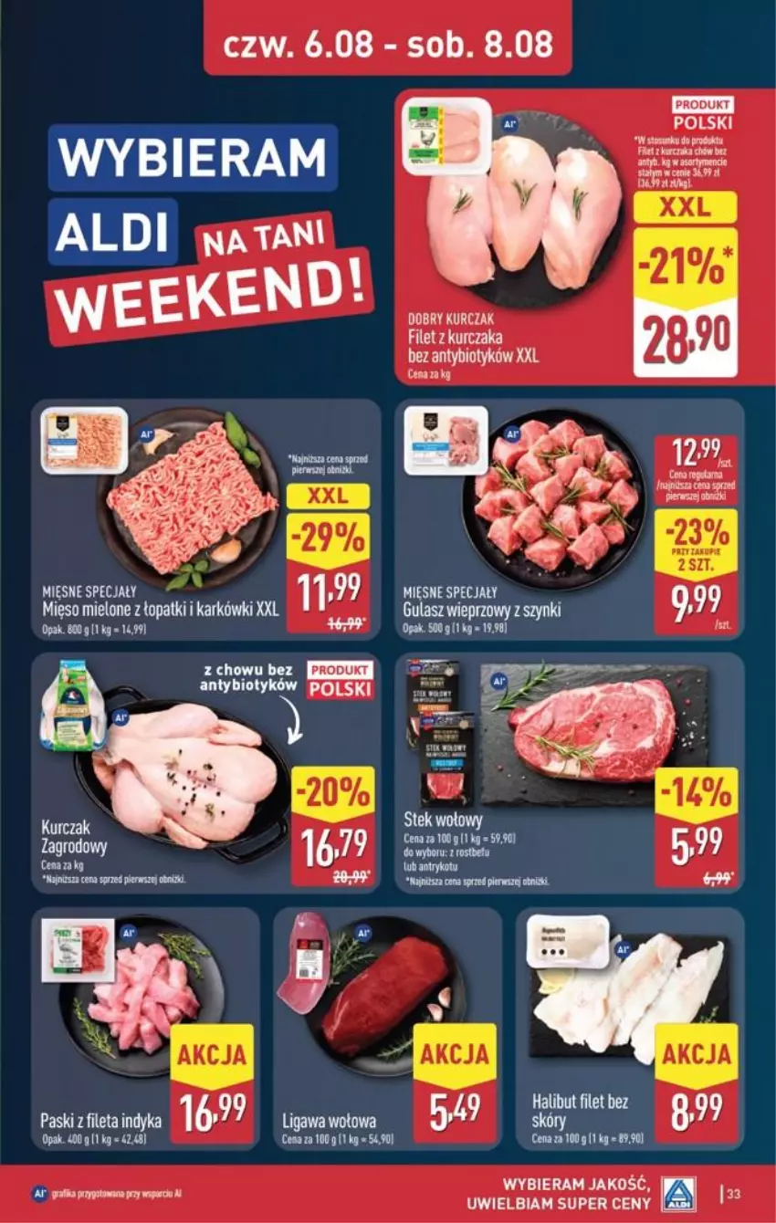 Gazetka promocyjna Aldi - Pełna oferta - ważna 03.08 do 08.08.2026 - strona 33 - produkty: Kurczak, Mięsne specjały, Mięso, Mięso mielone