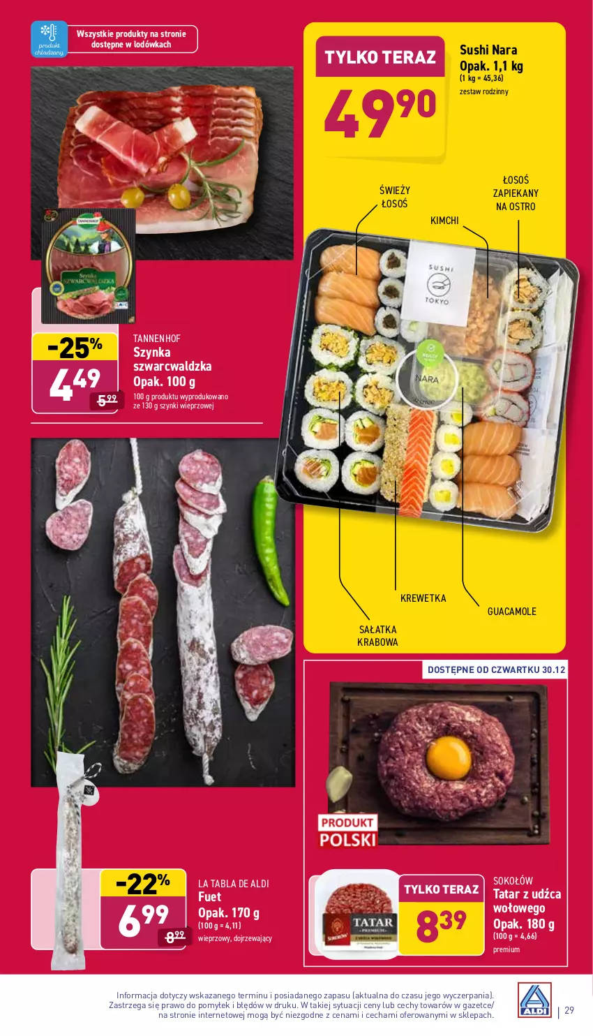 Gazetka promocyjna Aldi - Katalog spożywczy - ważna 27.12 do 31.12.2021 - strona 29 - produkty: Amol, Lodówka, Sałat, Sałatka, Sok, Sokołów, Sushi, Szynka, Tera