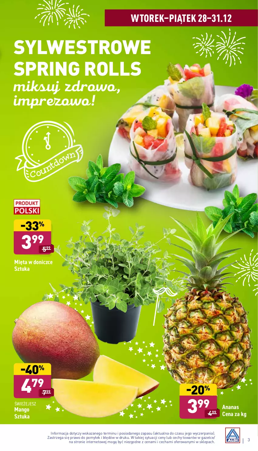 Gazetka promocyjna Aldi - Katalog spożywczy - ważna 27.12 do 31.12.2021 - strona 3 - produkty: Ananas, Mango, Mięta