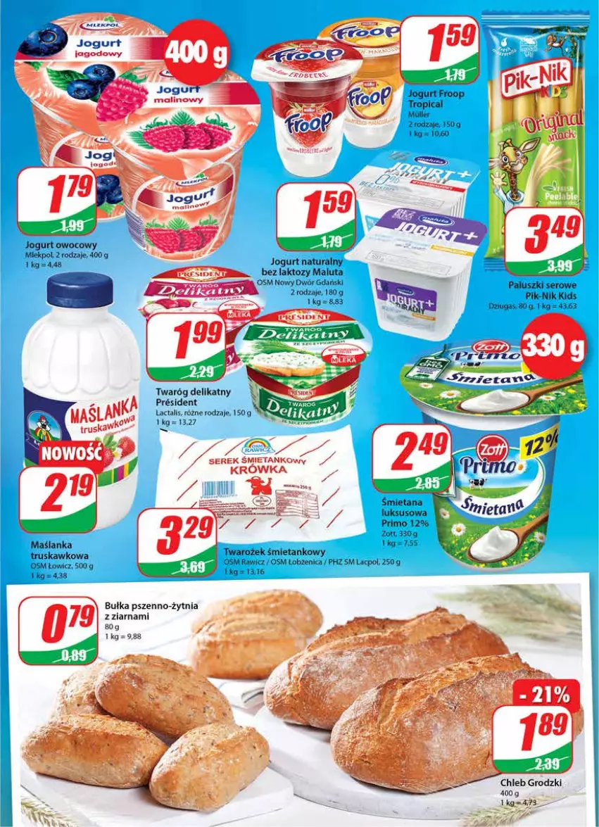 Gazetka promocyjna Dino - Gazetka - ważna 16.06 do 22.06.2021 - strona 11 - produkty: Bułka, Chleb, Jogurt, Jogurt naturalny, Ser, Serek, Twaróg, Twaróg delikatny