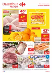 Gazetka promocyjna Carrefour - Gazetka Market - Gazetka - ważna od 22.02 do 22.02.2021 - strona 1 - produkty: Kurczak, Glazura, Sos, Sok, Ser, Inka, Sokołów, Kaczka, Karkówka wieprzowa, Pomarańcze, Siatka, Mintaj, Lazur, Podudzie z kurczaka, Jabłka