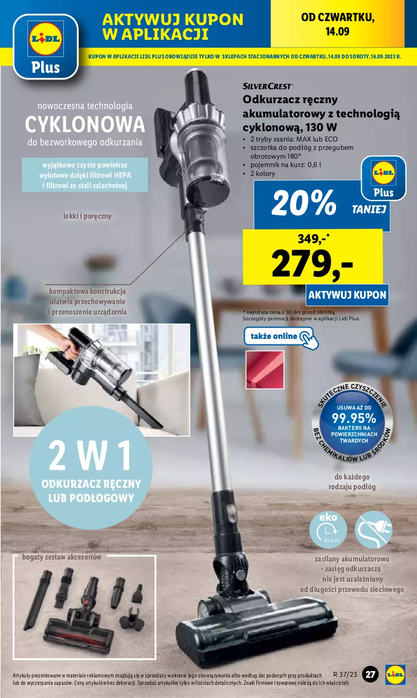 Gazetka promocyjna Lidl - GAZETKA - ważna 11.09 do 16.09.2023 - strona 33 - produkty: Akumulator, Odkurzacz, Pojemnik, Por, Silan, Szczotka