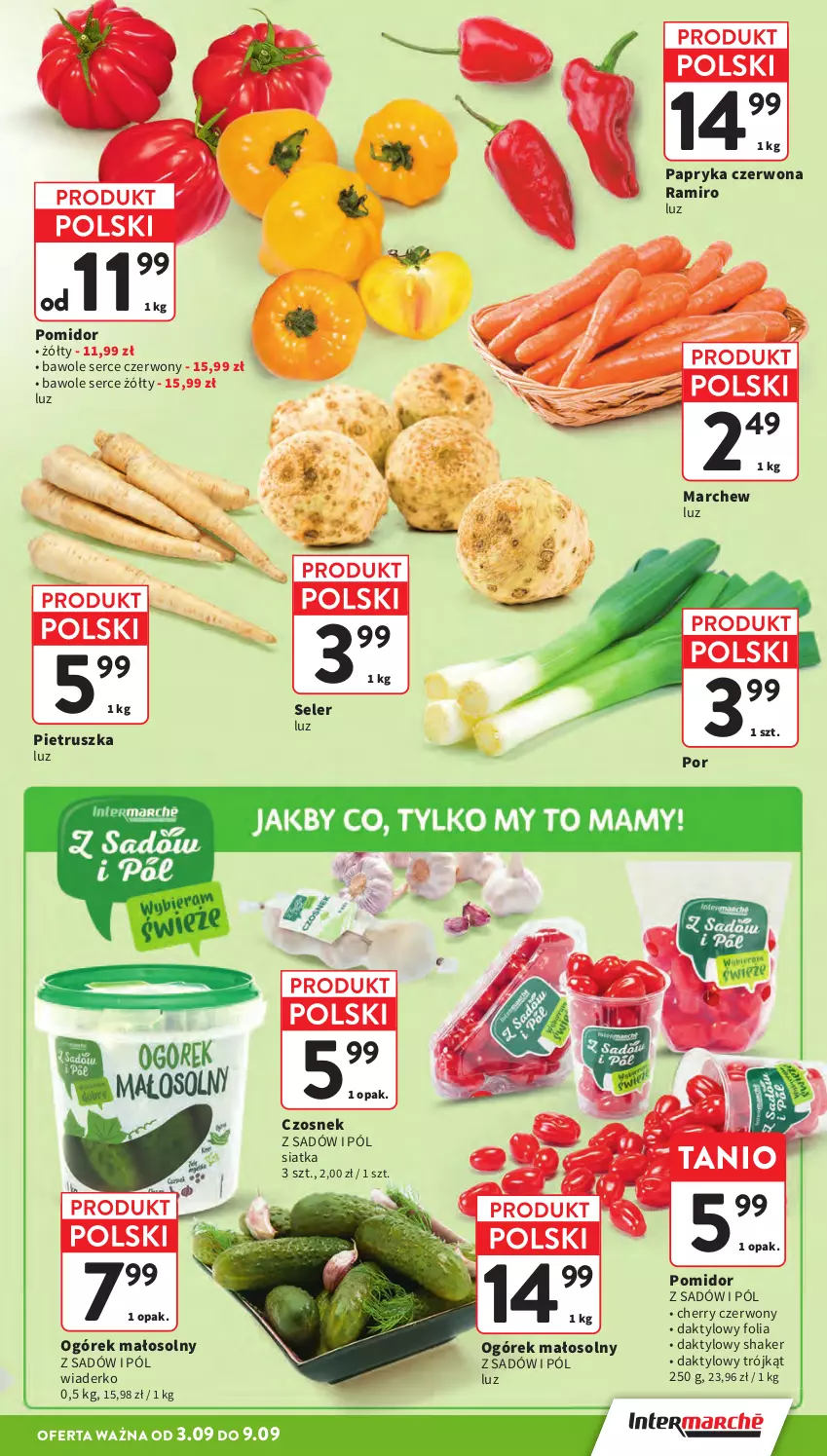Gazetka promocyjna Intermarche - Gazetka promocyjna - ważna 03.09 do 09.09.2026 - strona 11 - produkty: Czosnek, Ogórek, Papryka, Papryka czerwona, Pietruszka, Por, Ser, Siatka