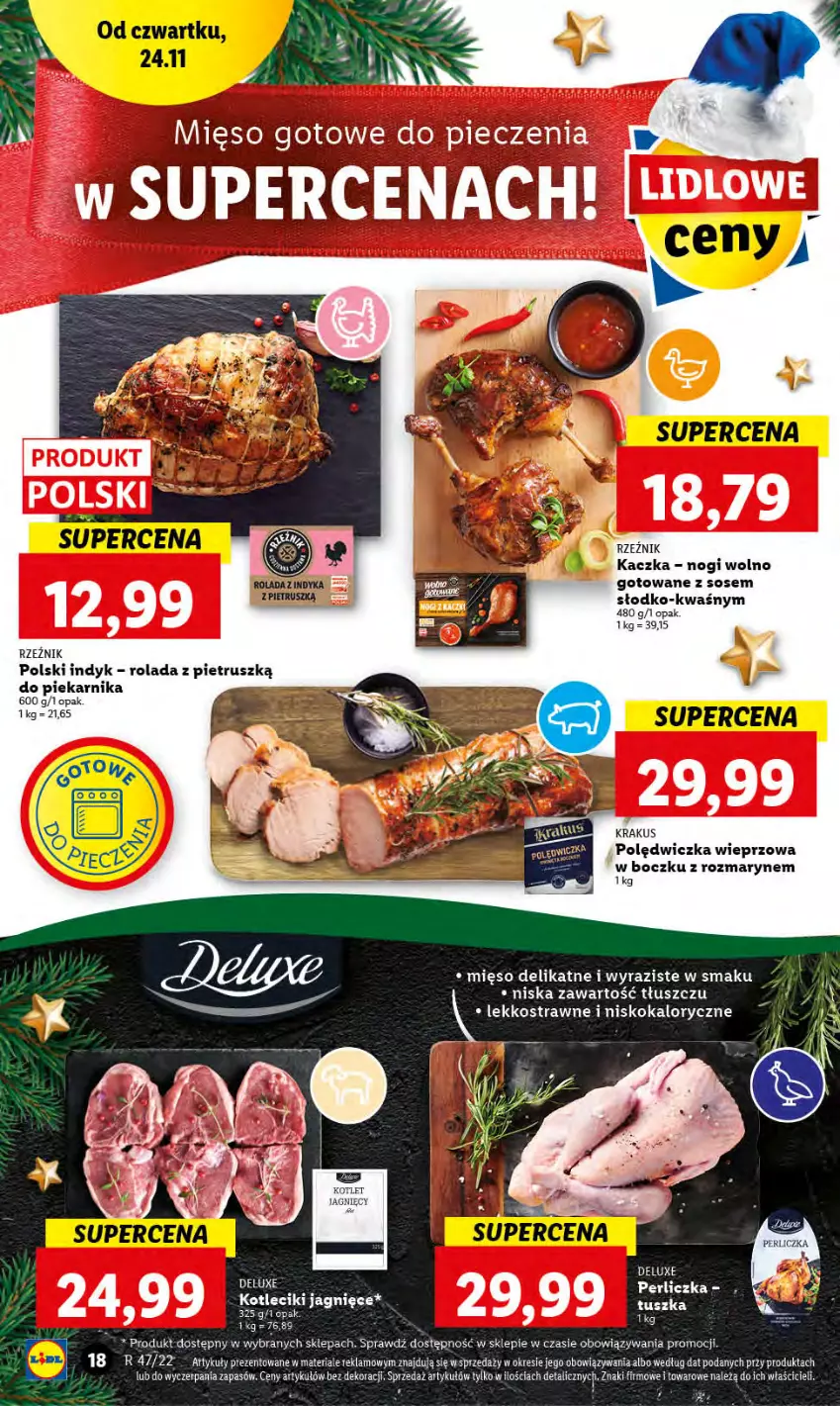 Gazetka promocyjna Lidl - GAZETKA - ważna 24.11 do 26.11.2022 - strona 20 - produkty: Kaczka, Krakus, Mięso, Perliczka, Piekarnik, Polędwiczka wieprzowa, Rolada, Sos, Tusz