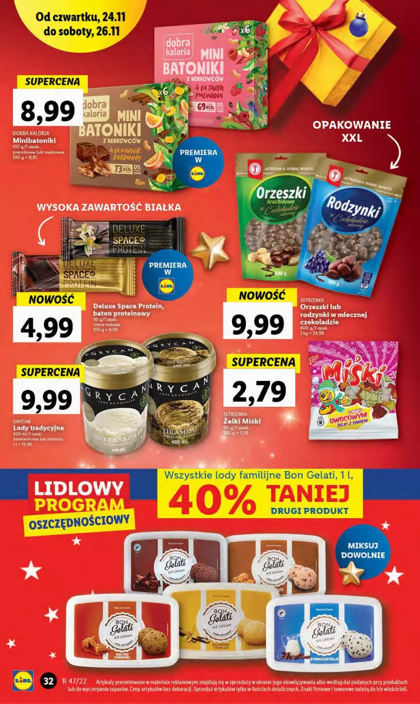 Gazetka promocyjna Lidl - GAZETKA - ważna 24.11 do 26.11.2022 - strona 34 - produkty: Baton, Gry, Jutrzenka, Lody, Orzeszki, Tonik