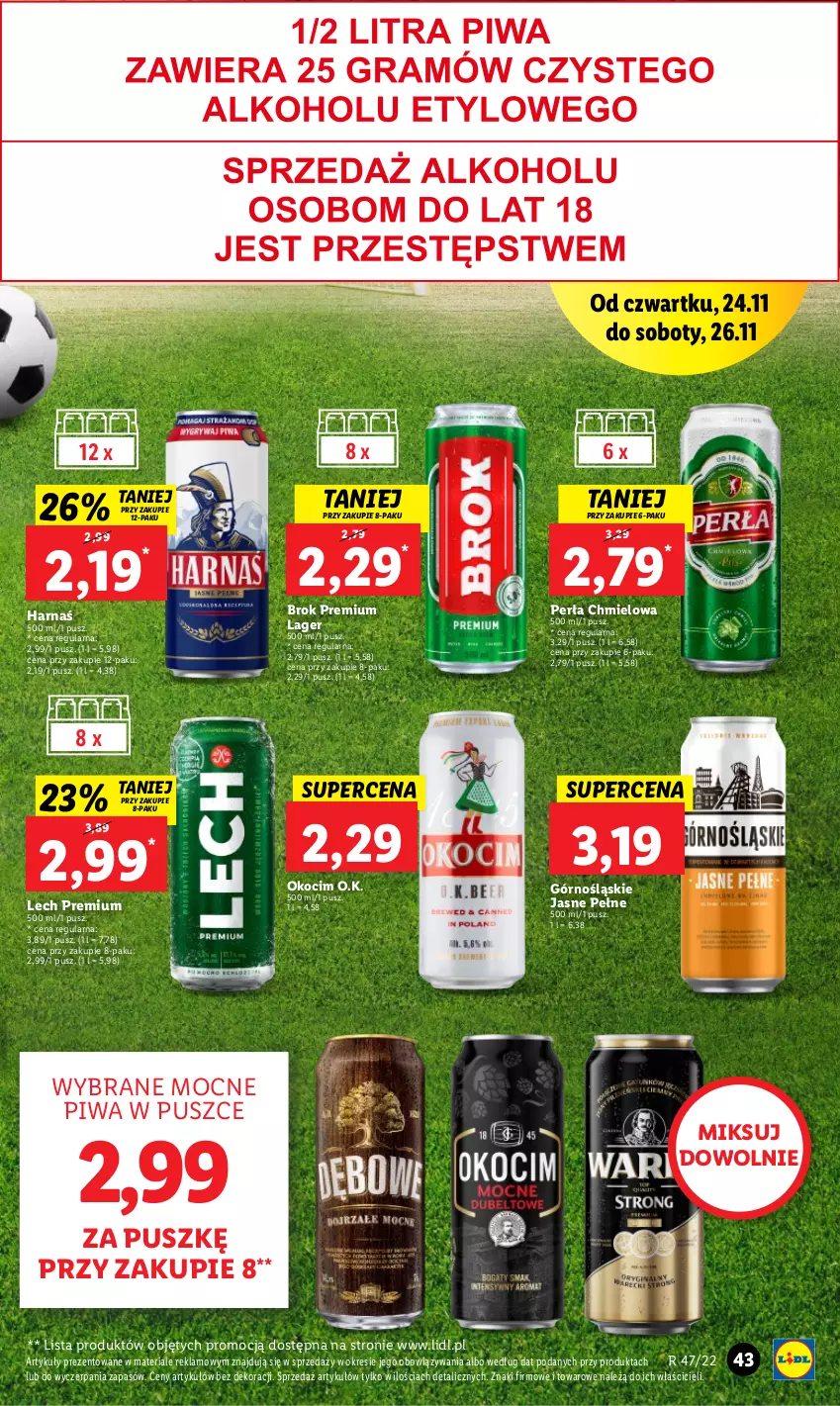 Gazetka promocyjna Lidl - GAZETKA - ważna 24.11 do 26.11.2022 - strona 45 - produkty: Harnaś, Koc, Lech Premium, Okocim, Perła, Piwa