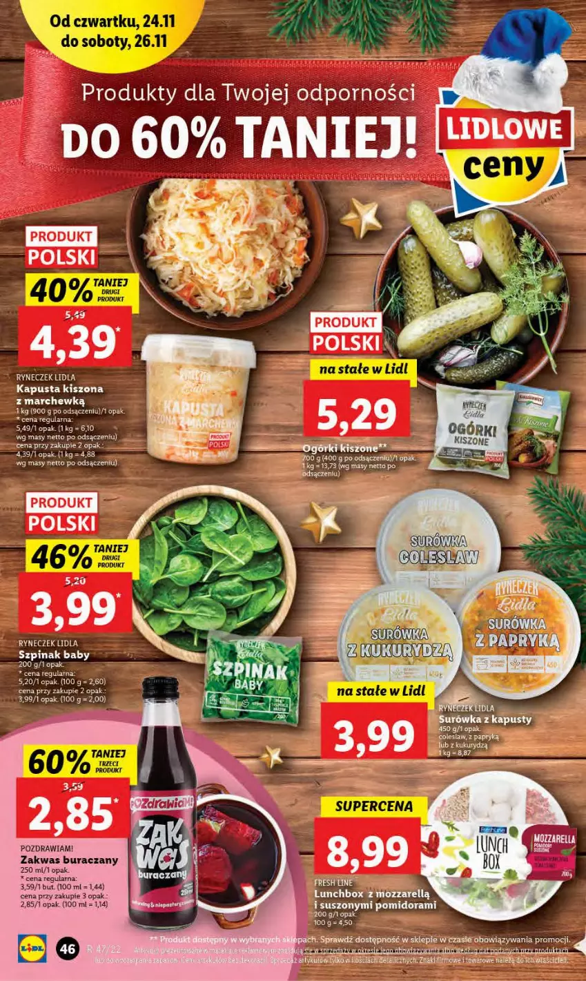 Gazetka promocyjna Lidl - GAZETKA - ważna 24.11 do 26.11.2022 - strona 48 - produkty: Surówka, Szpinak