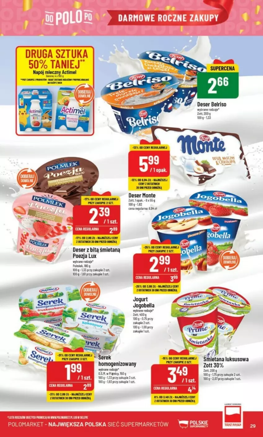 Gazetka promocyjna PoloMarket - ważna 25.10 do 31.10.2023 - strona 22 - produkty: Bell, Bella, Belriso, Deser, Jogobella, Jogurt, Monte, Ser, Serek, Zott