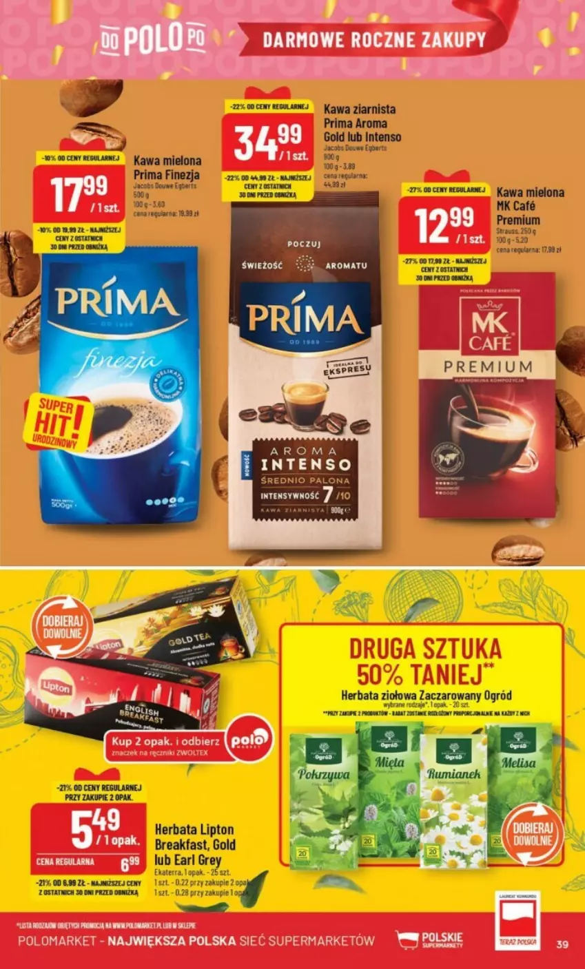 Gazetka promocyjna PoloMarket - ważna 25.10 do 31.10.2023 - strona 33 - produkty: Earl Grey, Fa, Herbata, Kawa, Kawa mielona, Kawa ziarnista, Lipton, Por, Prima