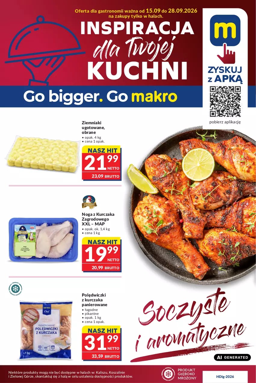 Gazetka promocyjna Makro - Oferta dla gastronomii - ważna 15.09 do 28.09.2026 - strona 1 - produkty: Kosz, Kurczak, Polędwiczki z kurczaka, Szal, Ziemniaki