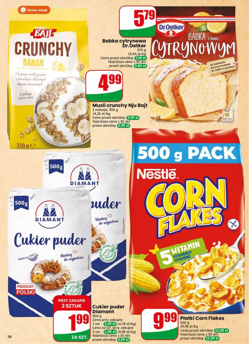 Gazetka promocyjna Dino - Gazetka 18 / 2026 - ważna 29.04 do 05.05.2026 - strona 16 - produkty: Babka, Corn flakes, Cukier, Cukier puder, Diamant, Mus, Puder