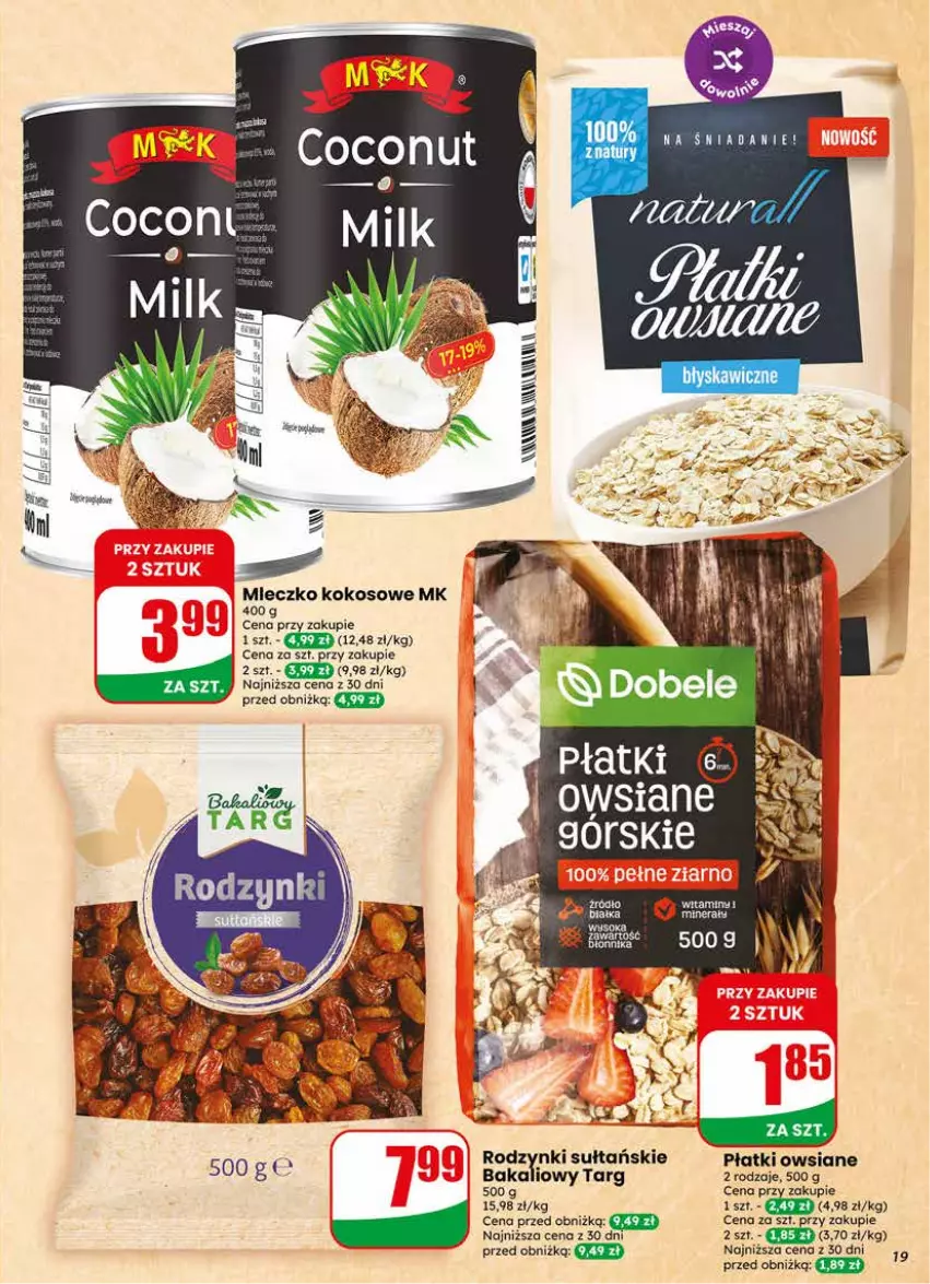 Gazetka promocyjna Dino - Gazetka 18 / 2026 - ważna 29.04 do 05.05.2026 - strona 19 - produkty: Fa, Kokos, Miecz, Płatki owsiane, Rodzynki