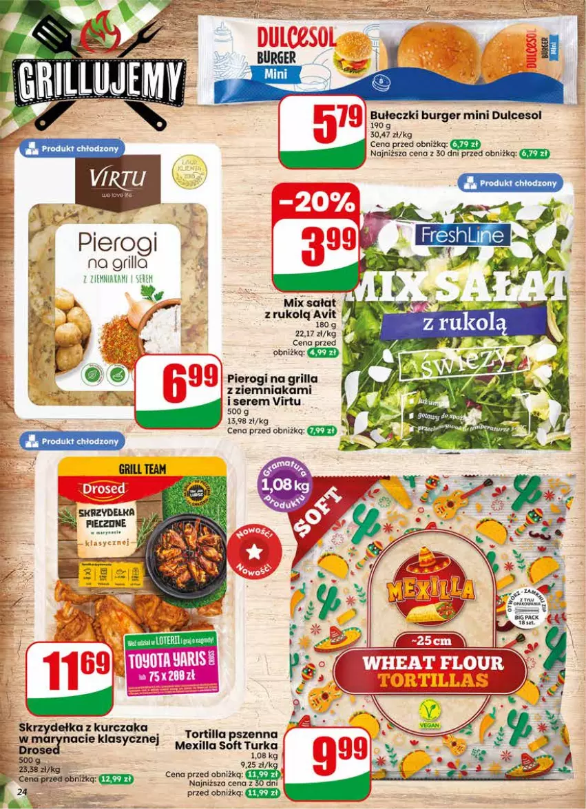 Gazetka promocyjna Dino - Gazetka 18 / 2026 - ważna 29.04 do 05.05.2026 - strona 24 - produkty: Bułeczki, Burger, Grill, Pierogi, Por, Puf, Sałat, Ser, Tortilla, Virtu
