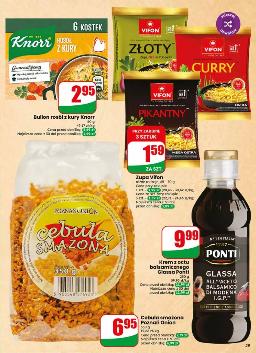 Gazetka promocyjna Dino - Gazetka 18 / 2026 - ważna 29.04 do 05.05.2026 - strona 29 - produkty: Bulion, Cebula, Cebula smażona, Knorr, Lion, Por, Rosół, Sok, Zupa