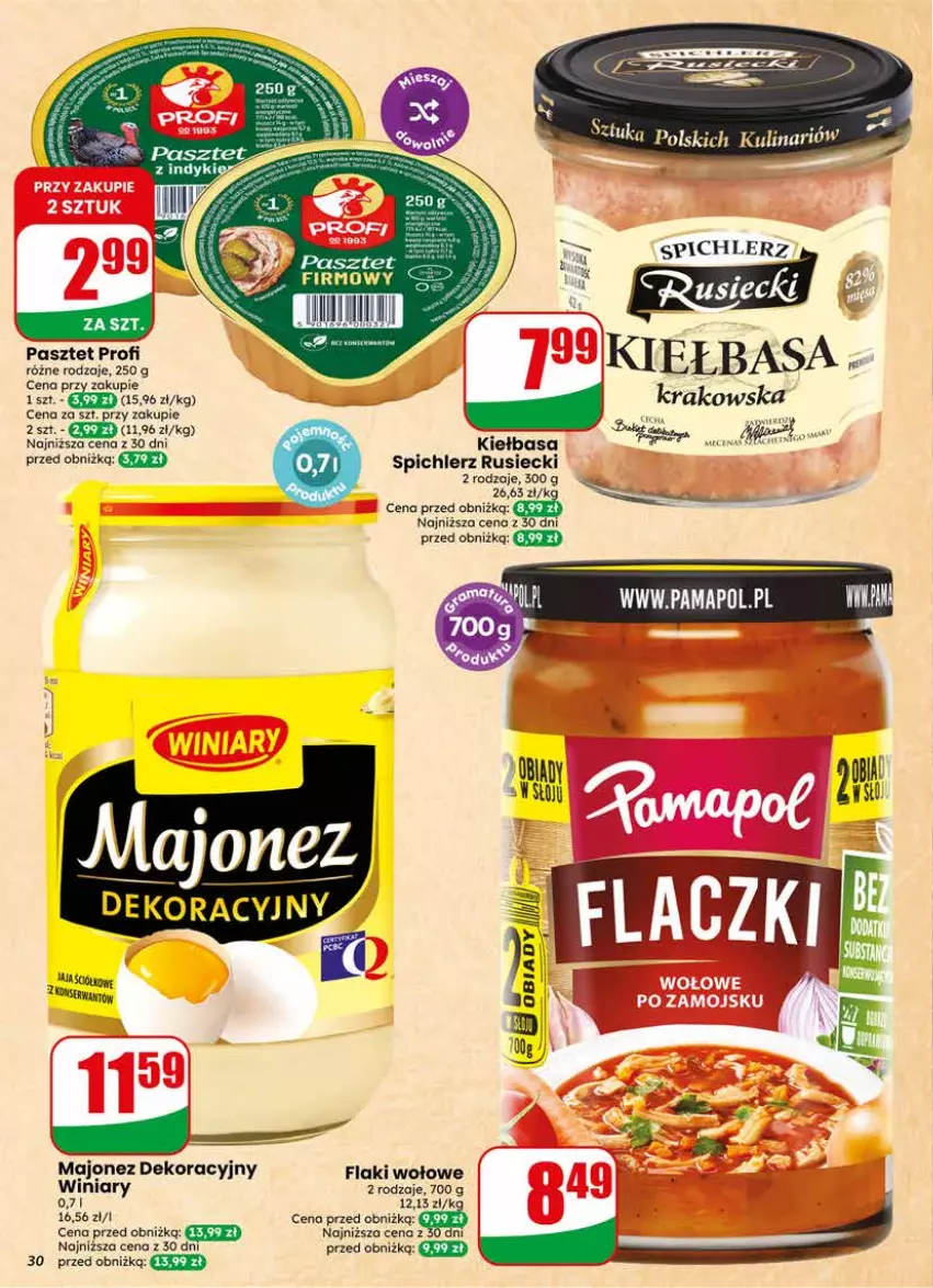 Gazetka promocyjna Dino - Gazetka 18 / 2026 - ważna 29.04 do 05.05.2026 - strona 30 - produkty: Flaki, Flaki wołowe, Jaja, Kiełbasa, Majonez, Pasztet, Ser, Spichlerz Rusiecki, Winiary