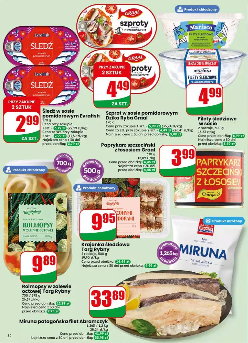 Gazetka promocyjna Dino - Gazetka 18 / 2026 - ważna 29.04 do 05.05.2026 - strona 32 - produkty: Gra, Graal, Krajanka śledziowa, Miruna, Mop, Papryka, Paprykarz, Paprykarz szczeciński, Sos, Szprot, Szprot w sosie, Tago