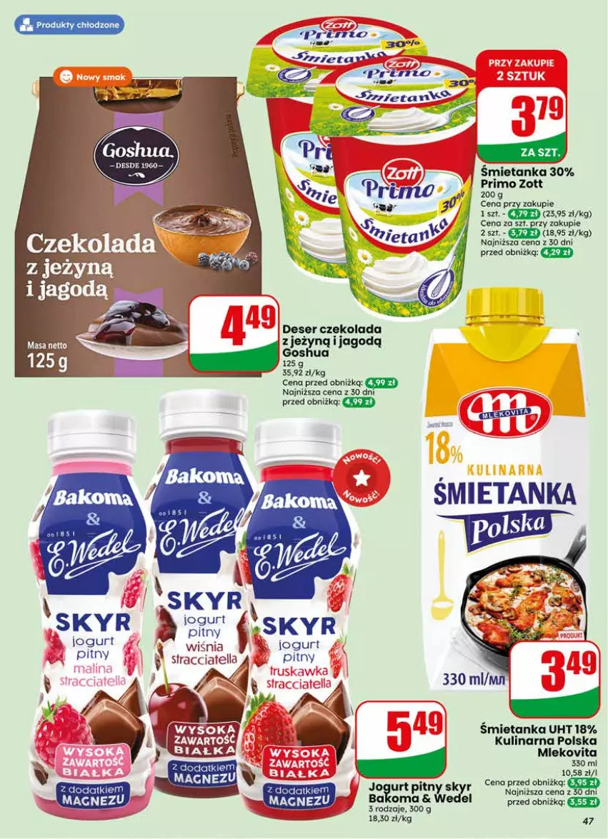 Gazetka promocyjna Dino - Gazetka 18 / 2026 - ważna 29.04 do 05.05.2026 - strona 47 - produkty: Czekolada, Deser, Gosh, Jogurt, Jogurt pitny, Ser, Zott