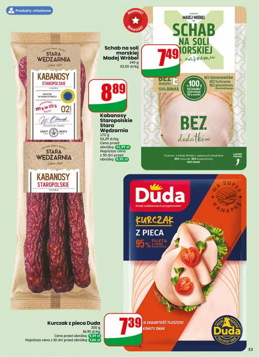 Gazetka promocyjna Dino - Gazetka 18 / 2026 - ważna 29.04 do 05.05.2026 - strona 53 - produkty: Duda, Kabanos, Kurczak, Madej Wróbel, Piec