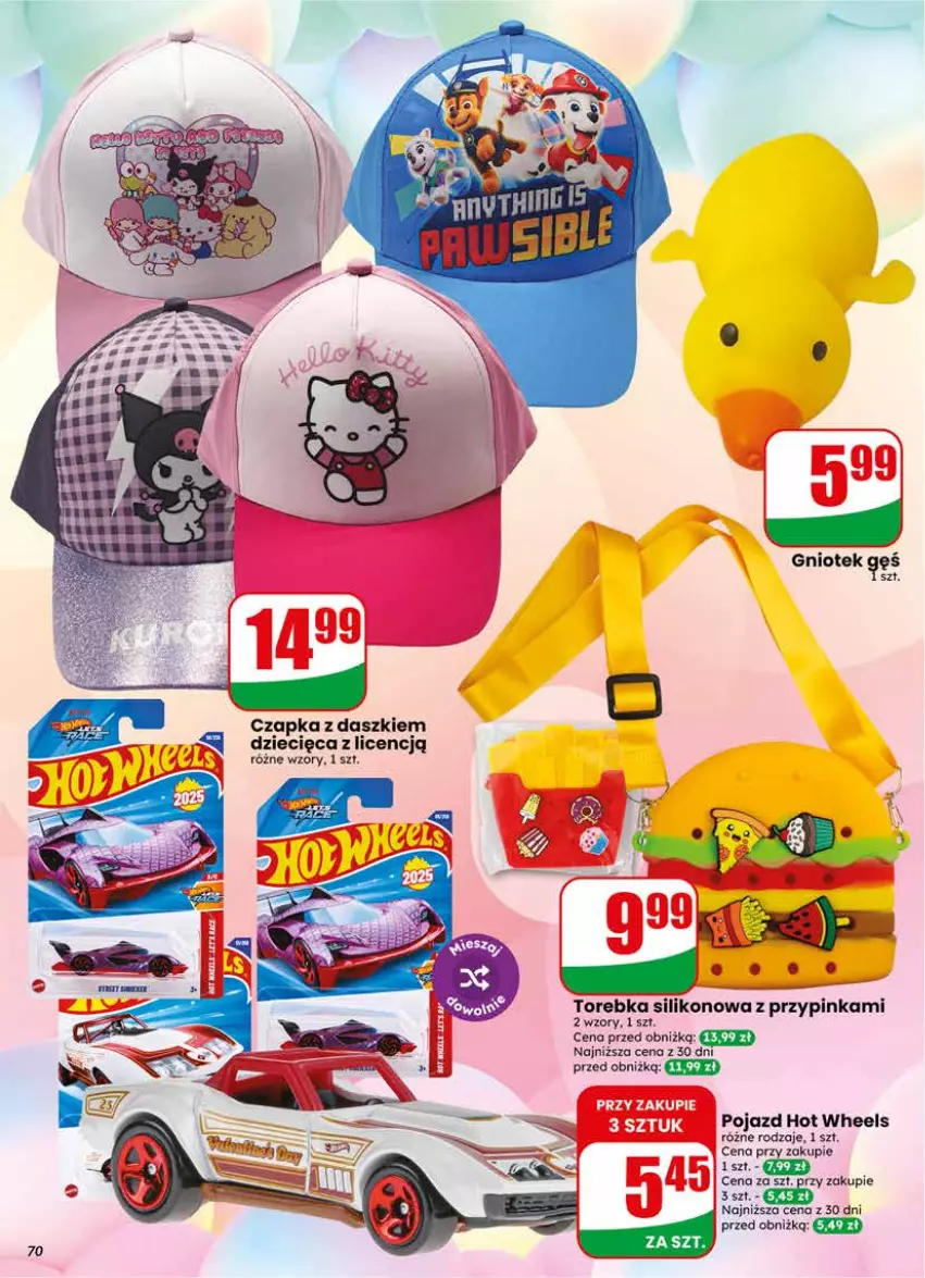 Gazetka promocyjna Dino - Gazetka 18 / 2026 - ważna 29.04 do 05.05.2026 - strona 70 - produkty: Czapka, Dzieci, Hot Wheels, Inka, Pojazd, Torebka