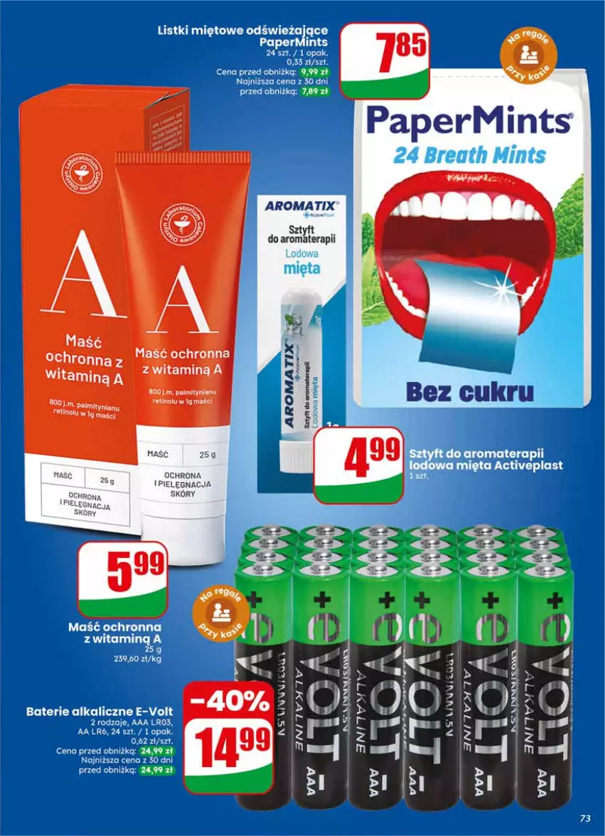 Gazetka promocyjna Dino - Gazetka 18 / 2026 - ważna 29.04 do 05.05.2026 - strona 73 - produkty: Baterie alkaliczne, Mięta, Pielęgnacja skóry