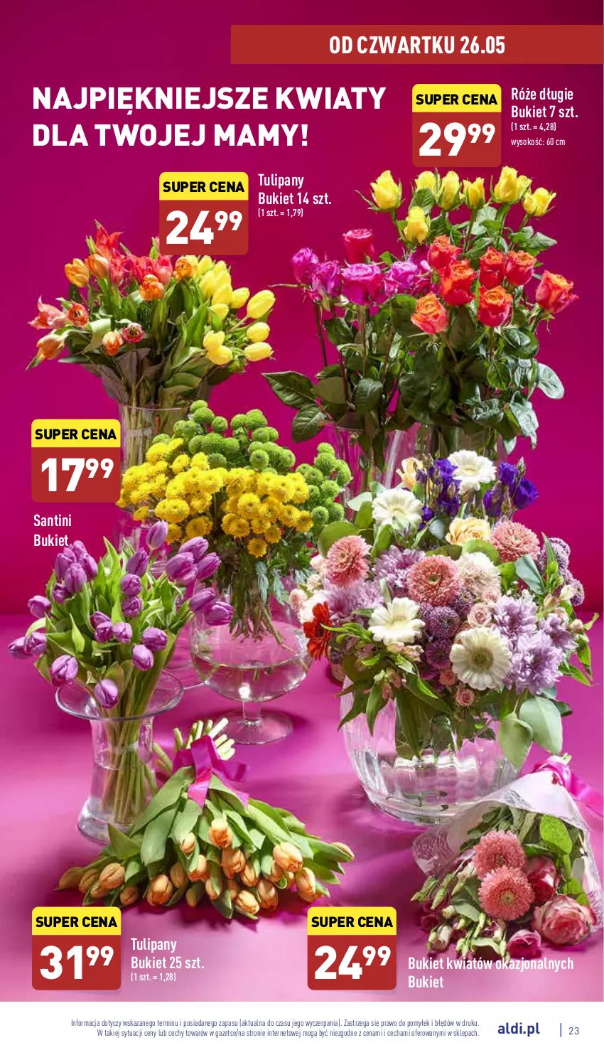 Gazetka promocyjna Aldi - Pełny katalog - ważna 23.05 do 28.05.2022 - strona 23 - produkty: Bukiet, Sok, Tulipan