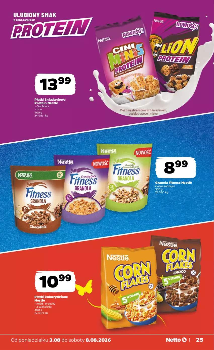 Gazetka promocyjna Netto - Od Poniedziałku - ważna 03.08 do 08.08.2026 - strona 25 - produkty: Cini Minis, Danio, Gra, Granola, Lion, Miód, Nestlé