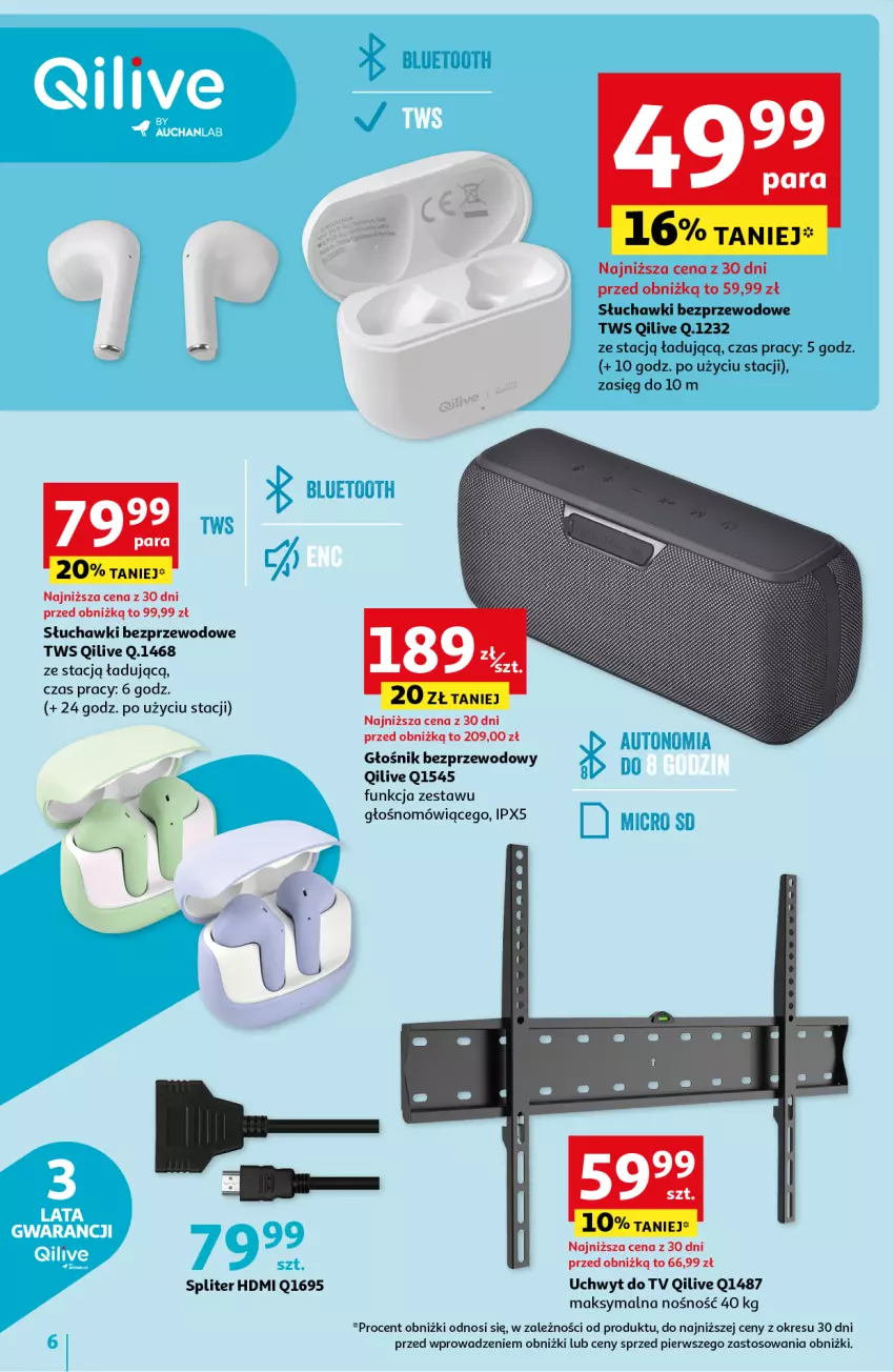 Gazetka promocyjna Auchan - Gazetka Qilive BY AUCHANLAB Hipermarket Auchan - ważna 14.09 do 27.09.2023 - strona 6 - produkty: Głośnik, Słuchawki, Słuchawki bezprzewodowe