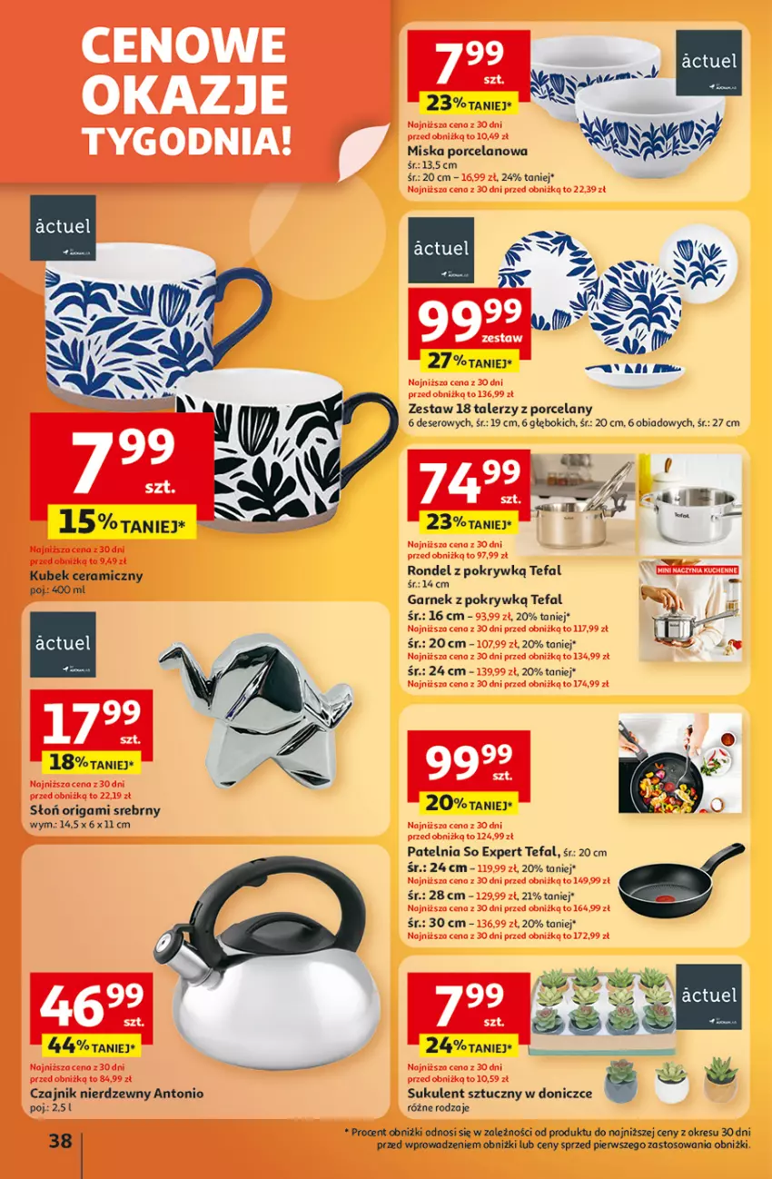 Gazetka promocyjna Auchan - Wielkie przeboje cenowe Hipermarket - ważna 09.10 do 15.10.2025 - strona 38 - produkty: Czajnik, Deser, Fa, Garnek, Kubek, Miska, Patelnia, Por, Ser, Sukulent, Talerz, Tefal