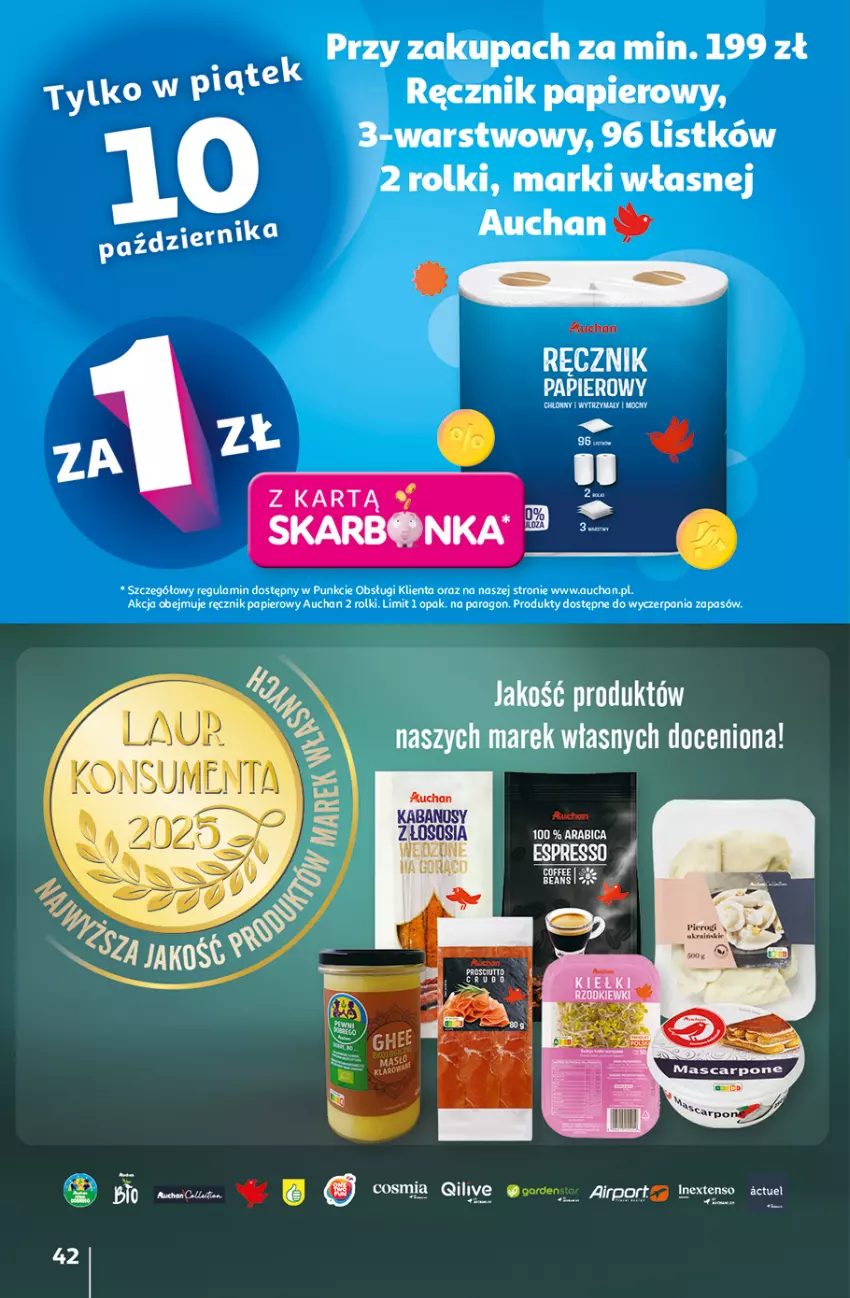 Gazetka promocyjna Auchan - Wielkie przeboje cenowe Hipermarket - ważna 09.10 do 15.10.2025 - strona 42 - produkty: Kabanos, Papier, Por, Ręcznik, Rolki, Sos