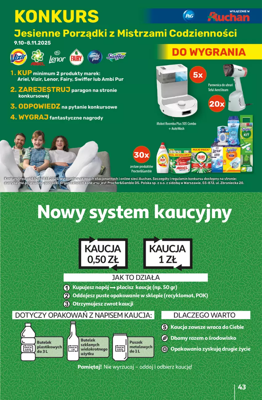 Gazetka promocyjna Auchan - Wielkie przeboje cenowe Hipermarket - ważna 09.10 do 15.10.2025 - strona 43 - produkty: Ambi Pur, Ariel, Fa, Fairy, Fanta, Gra, IRobot, Lenor, Mięta, Napój, Por, Pur, Robot, Roomba, Vizir