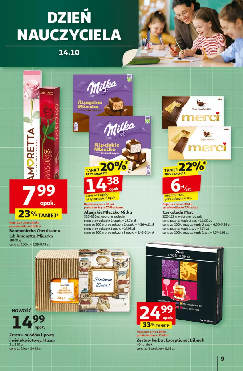 Gazetka promocyjna Auchan - Wielkie przeboje cenowe Hipermarket - ważna 09.10 do 15.10.2025 - strona 9 - produkty: Czekolada, Dilmah, Fa, Merci, Milka, Mleczko