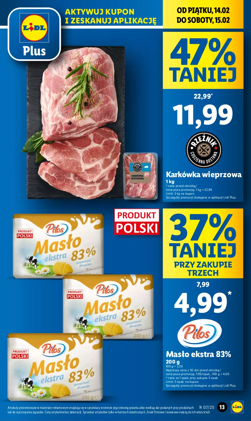 Gazetka promocyjna Lidl - GAZETKA - ważna 13.02 do 15.02.2025 - strona 15 - produkty: Karkówka wieprzowa, Masło