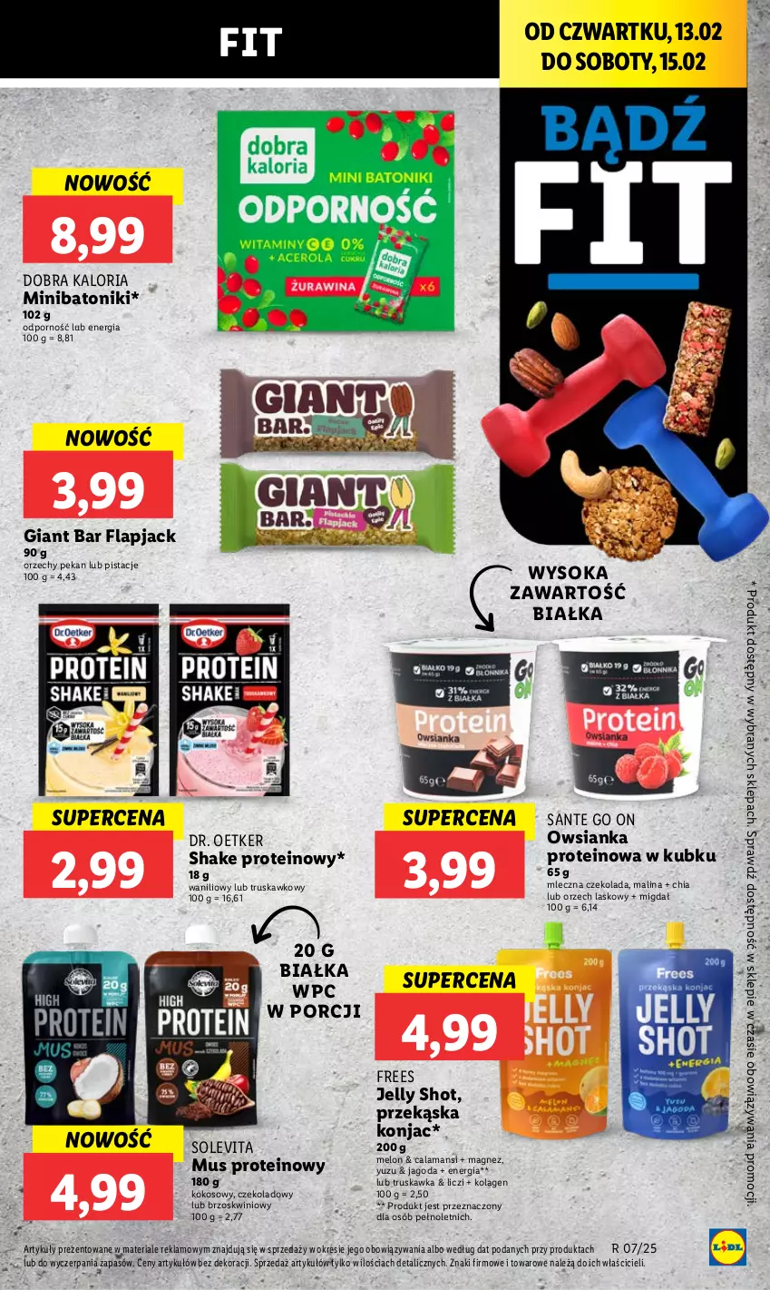 Gazetka promocyjna Lidl - GAZETKA - ważna 13.02 do 15.02.2025 - strona 39 - produkty: Baton, Chia, Czekolada, Dr. Oetker, Kokos, Kolagen, Liczi, Magnez, Melon, Mus, Owsianka, Pistacje, Por, Sante, Sok, Tonik