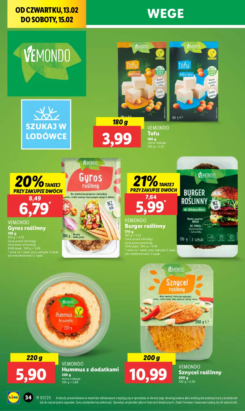 Gazetka promocyjna Lidl - GAZETKA - ważna 13.02 do 15.02.2025 - strona 40 - produkty: Burger, Gyros, Hummus, Mus, Roślinny gyros, Tofu