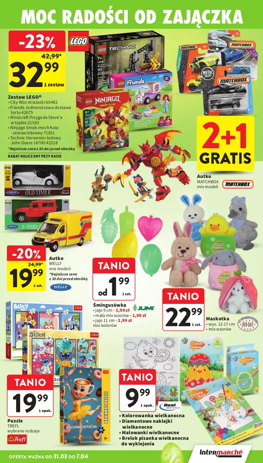 Gazetka promocyjna Intermarche - Gazetka promocyjna - ważna 31.03 do 07.04.2026 - strona 45 - produkty: Gra, Klej, Kolorowanka, LEGO, Minecraft, Puzzle, Wóz strażacki