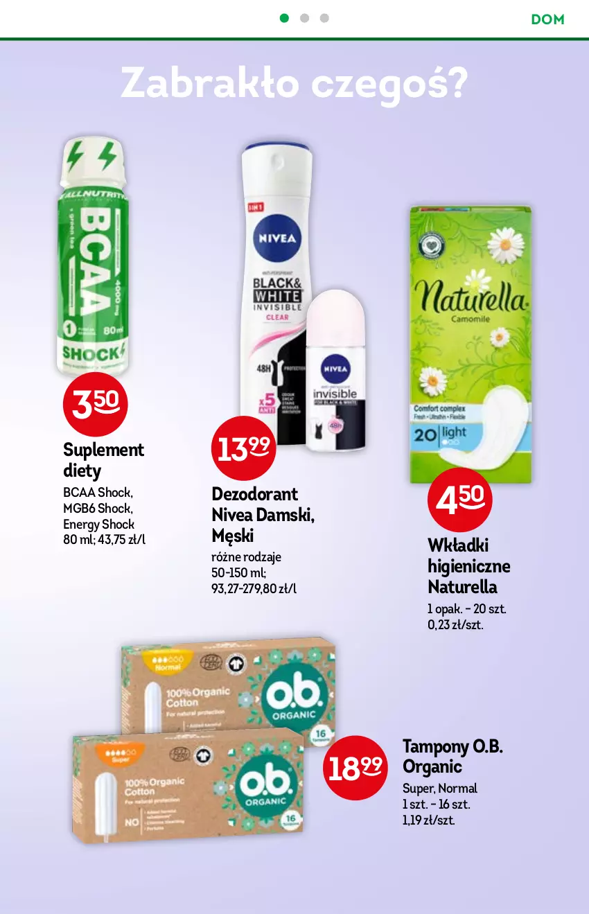 Gazetka promocyjna Żabka - ważna 27.10 do 09.11.2021 - strona 49 - produkty: Dezodorant, Naturell, Naturella, Nivea, O.B., Suplement diety, Tampony, Wkładki