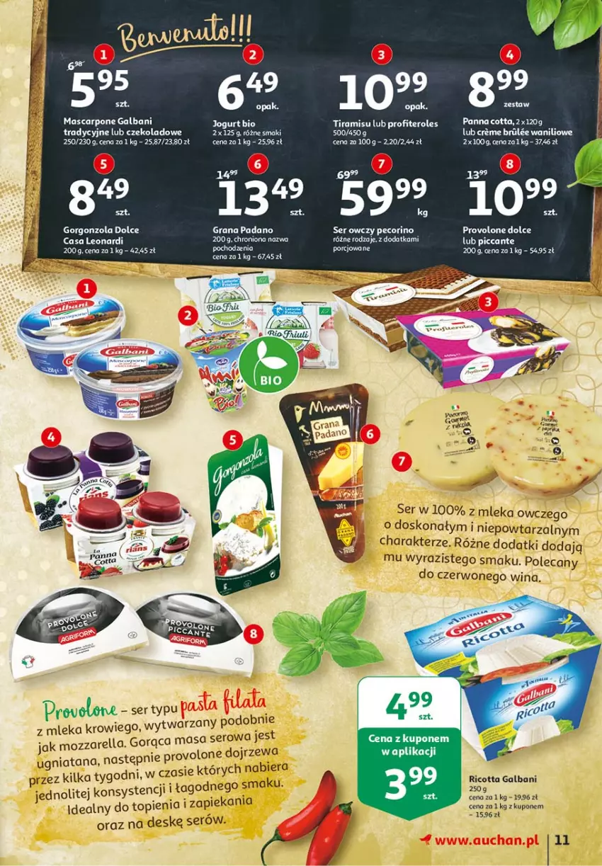 Gazetka promocyjna Auchan - 25 Urodziny #3 Hipermarkety - ważna 06.05 do 13.05.2021 - strona 11 - produkty: Galbani, Gorgonzola, Gra, Mascarpone, Pecorino, Por, Ricotta, Ser, Ser owczy, Top