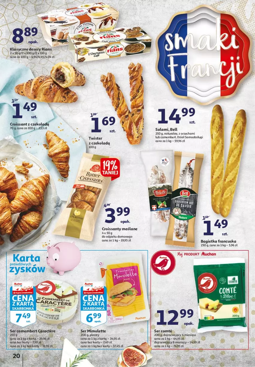 Gazetka promocyjna Auchan - 25 Urodziny #3 Hipermarkety - ważna 06.05 do 13.05.2021 - strona 20 - produkty: Bagietka, Bell, Camembert, Croissant, Fa, Mimolette, Salami, Ser