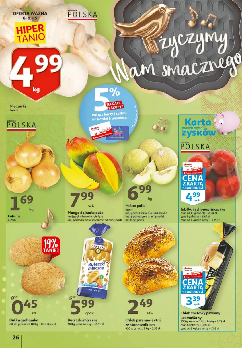 Gazetka promocyjna Auchan - 25 Urodziny #3 Hipermarkety - ważna 06.05 do 13.05.2021 - strona 26 - produkty: Bułka, Bułka grahamka, Gra, Jabłka