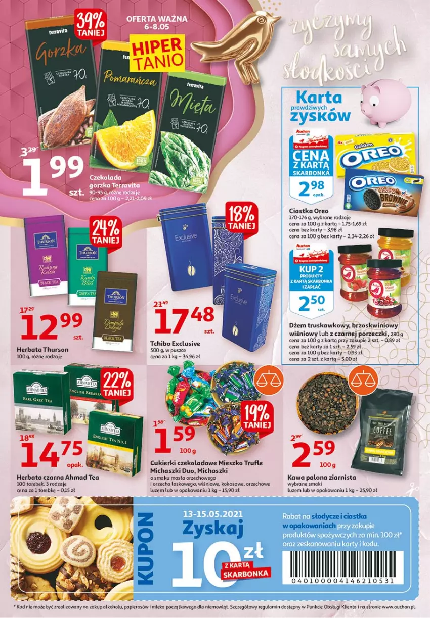 Gazetka promocyjna Auchan - 25 Urodziny #3 Hipermarkety - ważna 06.05 do 13.05.2021 - strona 30 - produkty: Cukier, Cukierki, Cukierki czekoladowe, Dżem, Fa, Herbata, Herbata czarna, Kawa, Kokos, Papier, Por, Robot, Tchibo