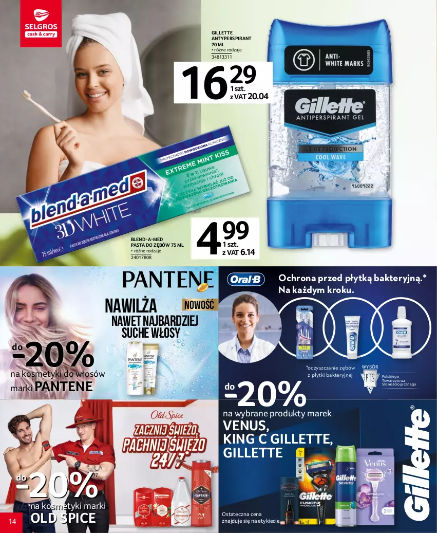 Gazetka promocyjna Selgros - Katalog Uroda - ważna 20.04 do 02.05.2023 - strona 14 - produkty: Antyperspirant, Blend-a-Med, Gillette, Old Spice, Pantene, Pasta do zębów, Venus