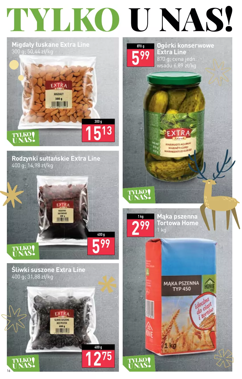 Gazetka promocyjna Stokrotka - Supermarket - ważna 08.12 do 14.12.2022 - strona 16 - produkty: Mąka, Mąka pszenna, Migdały, Migdały łuskane, Ogórki konserwowe, Rodzynki, Ser