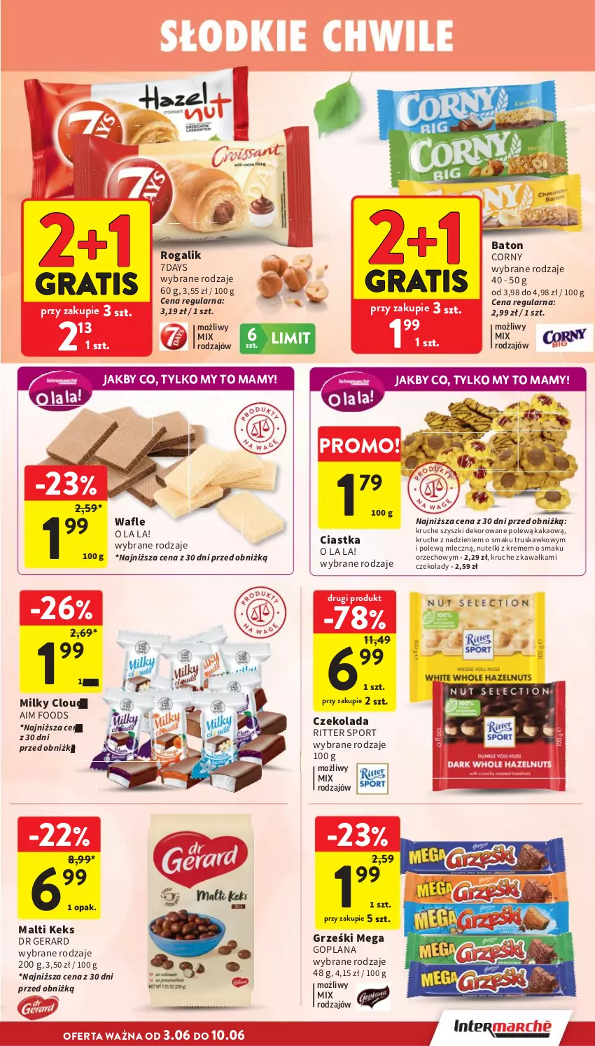 Gazetka promocyjna Intermarche - Gazetka promocyjna - ważna 03.06 do 10.06.2026 - strona 31 - produkty: Baton, Ciastka, Czekolada, Dr Gerard, Goplana, Gra, Grześki, Kakao, Kawa, LANA, Por, Ritter Sport, Rogal, Sport, Wafle