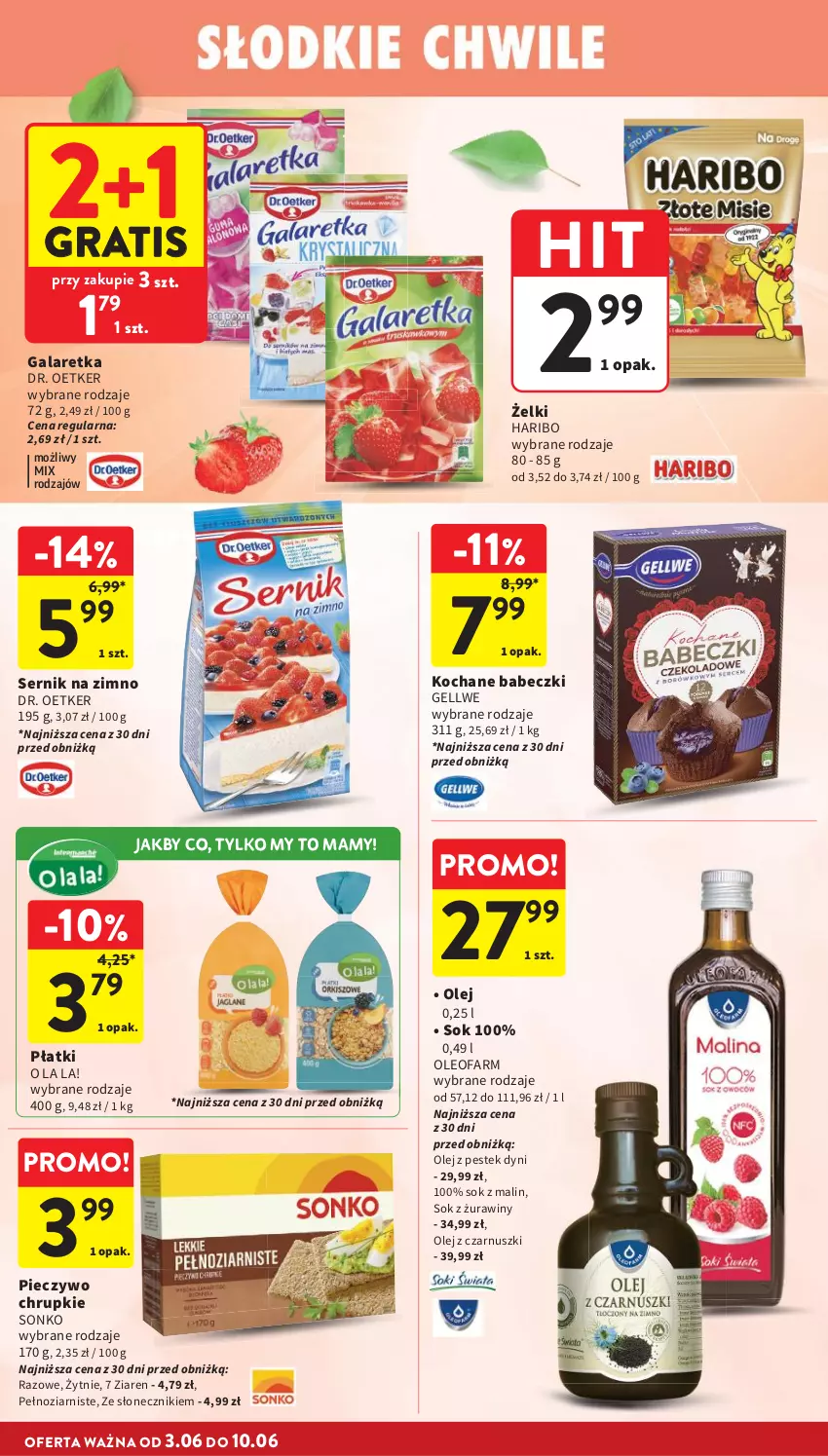Gazetka promocyjna Intermarche - Gazetka promocyjna - ważna 03.06 do 10.06.2026 - strona 32 - produkty: Babeczki, Chrupki, Dr. Oetker, Fa, Gala, Galaretka, Gra, Haribo, Koc, Olej, Olej z czarnuszki, Oleo, Oleofarm, Piec, Pieczywo, Pieczywo chrupkie, Ser, Sok, Sonko, Stek