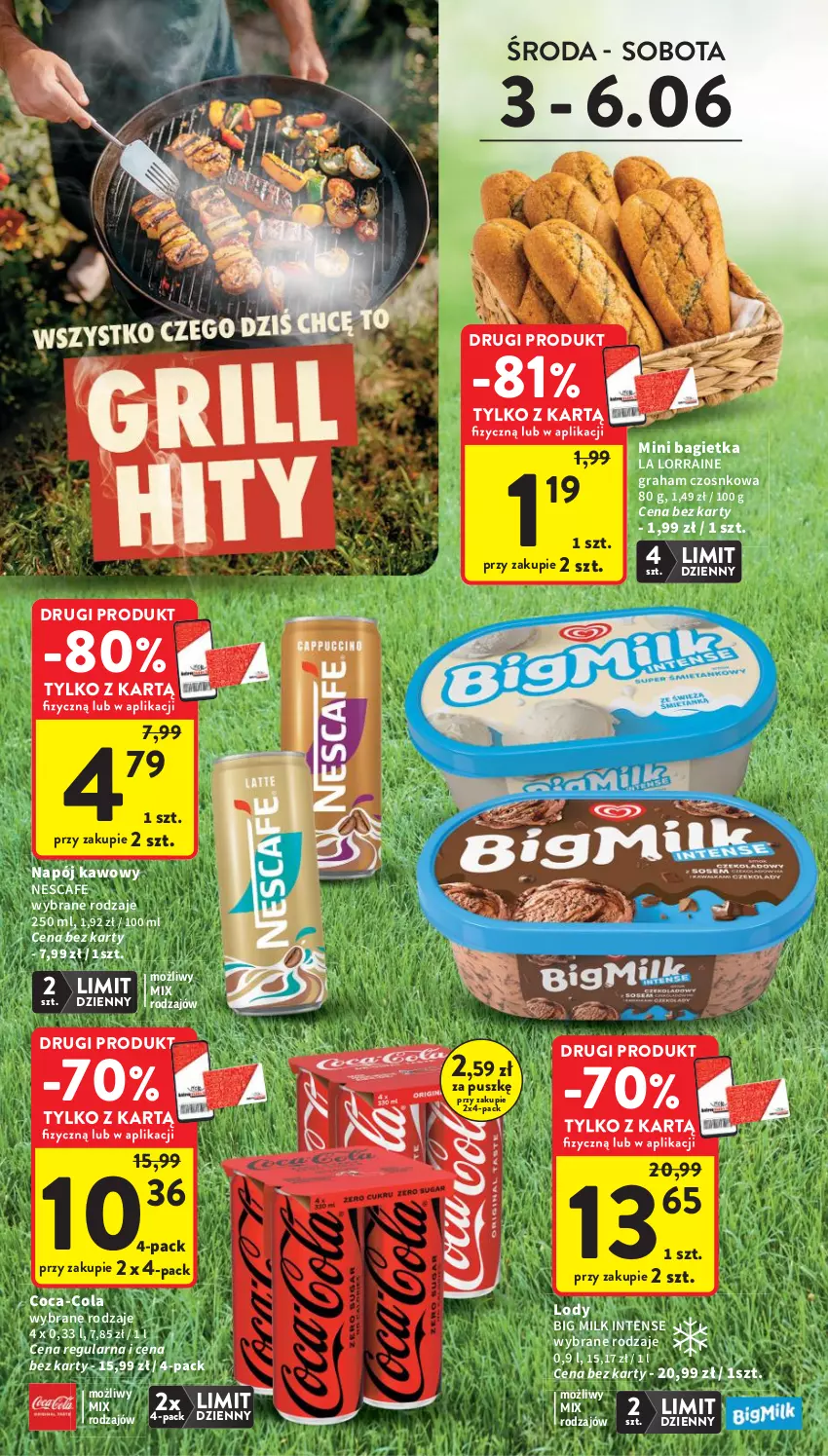 Gazetka promocyjna Intermarche - Gazetka promocyjna - ważna 03.06 do 10.06.2026 - strona 4 - produkty: Bagietka, Big Milk, Coca-Cola, Gra, Lody, Napój