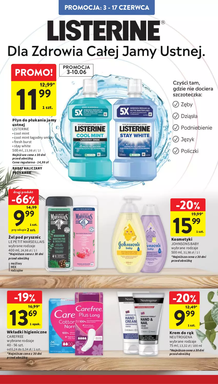 Gazetka promocyjna Intermarche - Gazetka promocyjna - ważna 03.06 do 10.06.2026 - strona 40 - produkty: Carefree, Krem do rąk, Listerine, Mars, Neutrogena, Płyn do płukania, Płyn do płukania jamy ustnej, Wkładki