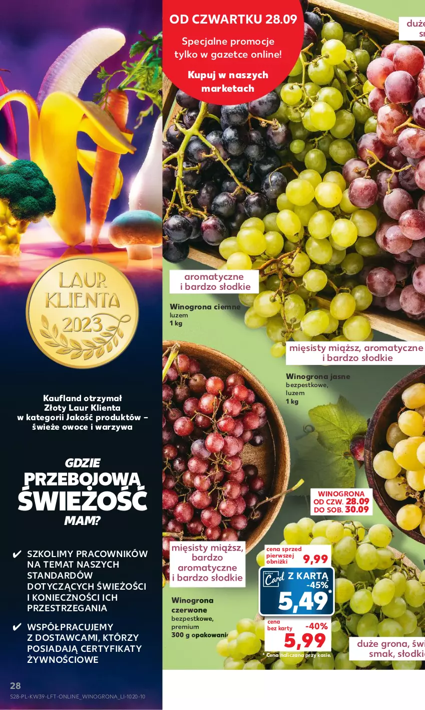 Gazetka promocyjna Kaufland - Gazetka tygodnia - ważna 28.09 do 04.10.2023 - strona 28 - produkty: Laur, Owoce, Warzywa, Wino, Winogrona