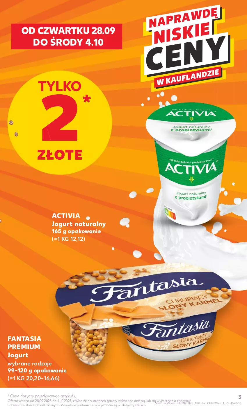 Gazetka promocyjna Kaufland - Gazetka tygodnia - ważna 28.09 do 04.10.2023 - strona 3 - produkty: Activia, Fa, Fanta, Jogurt, Jogurt naturalny