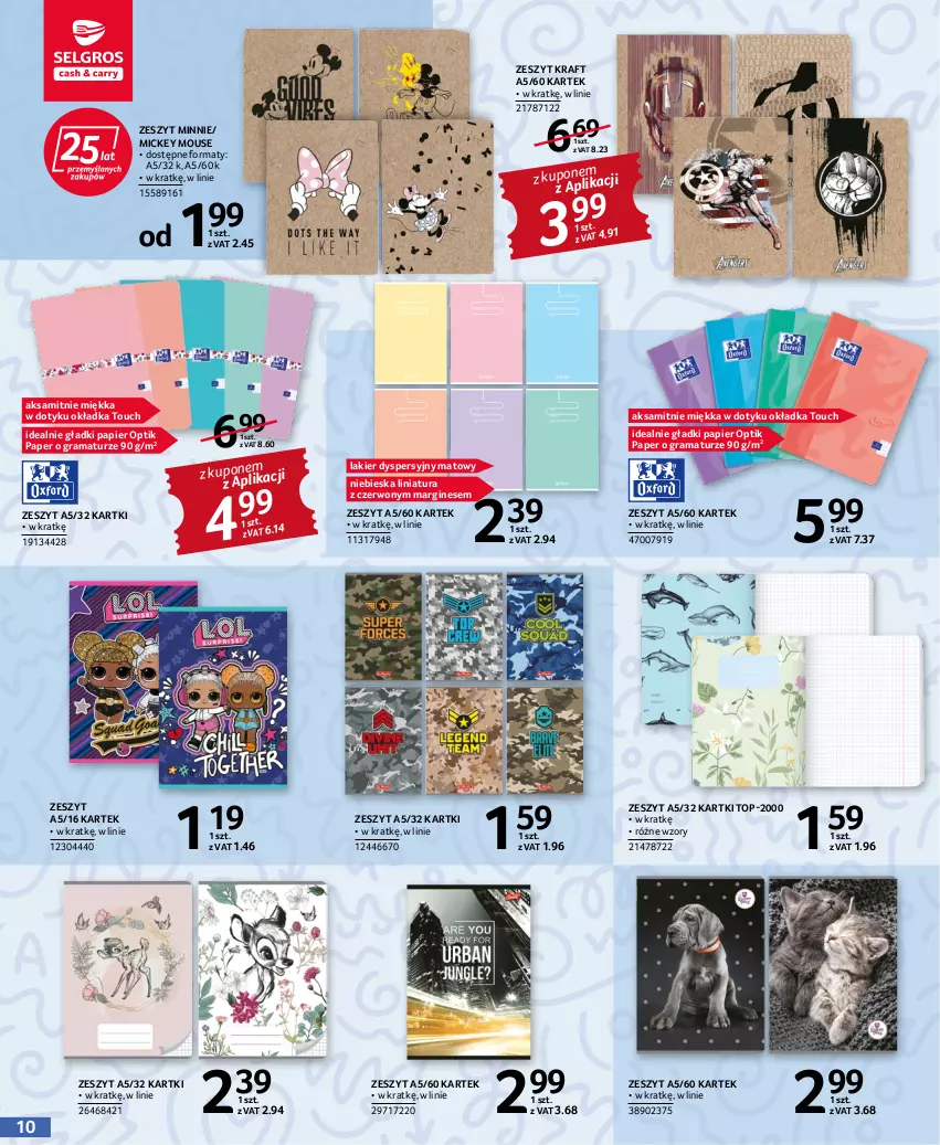 Gazetka promocyjna Selgros - Katalog Szkoła - ważna 21.07 do 09.10.2022 - strona 10 - produkty: Aksam, Gin, Gra, Lakier, Minnie, Papier, Rama, Top