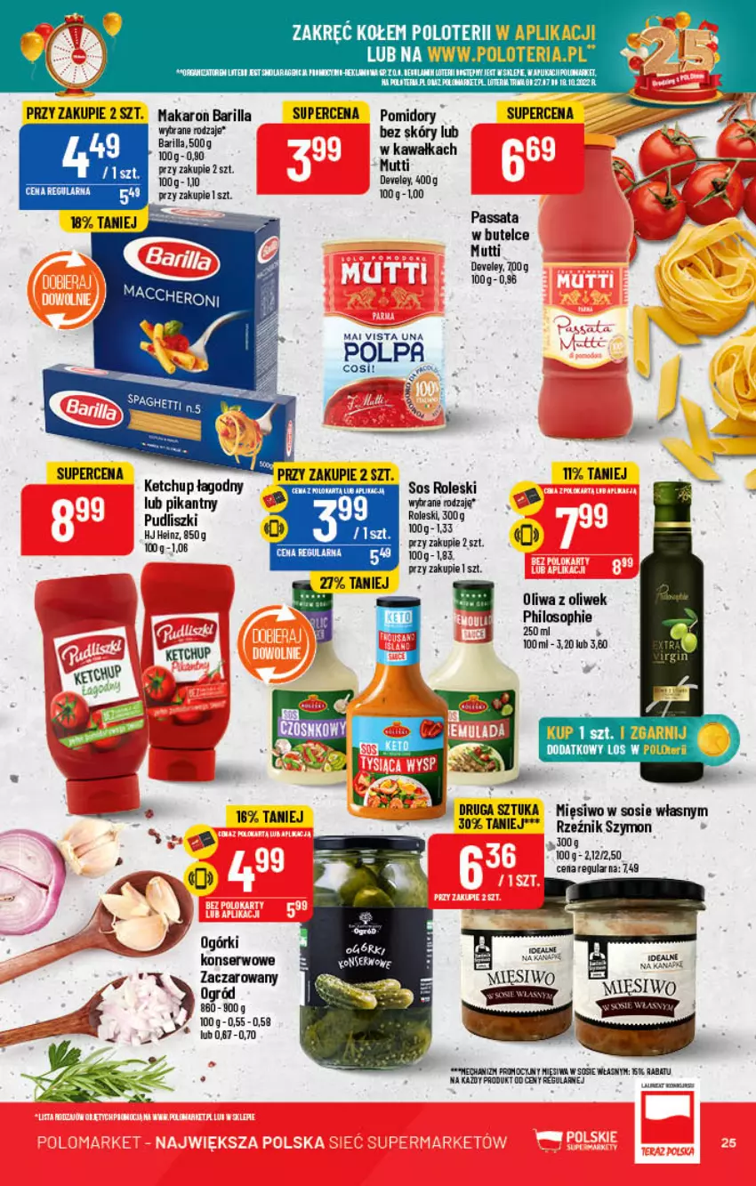 Gazetka promocyjna PoloMarket - Gazetka pomocyjna - ważna 12.10 do 18.10.2022 - strona 25 - produkty: Barilla, Heinz, Kawa, Ketchup, Makaron, Ogród, Oliwa, Oliwa z oliwek, Pomidory, Pudliszki, Ser, Sos